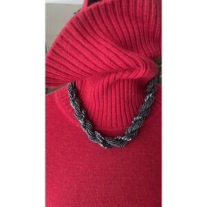 Twisted multi strand seed bead necklace metallic gunmetal gray. Gothic retro